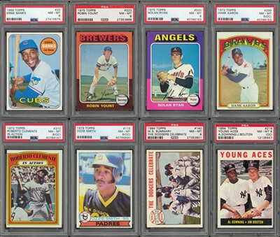 1964-1979 Topps Stars and Hall of Famers PSA NM-MT 8 Collection (8 Different) Including Clemente, Aaron and Banks